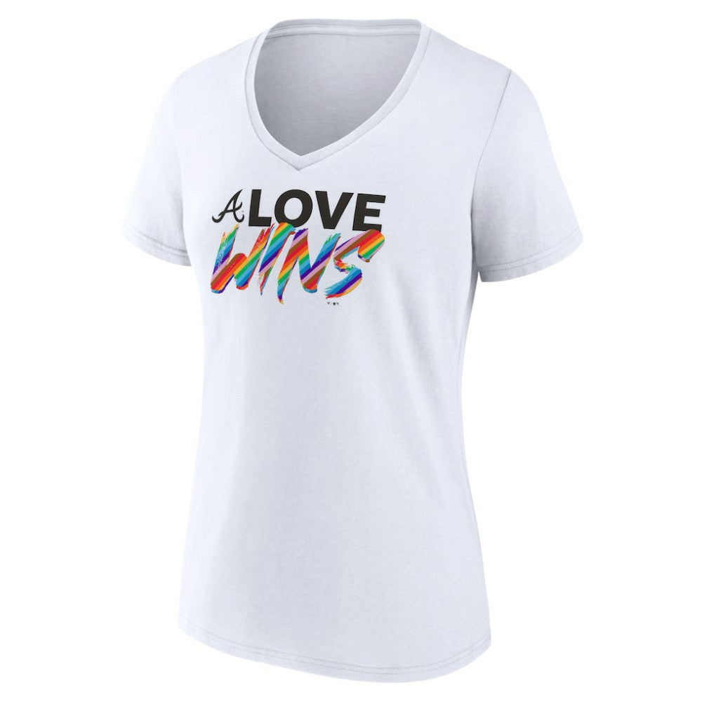 Atlanta Braves Women's Love Wins V-Neck T-Shirt for sale