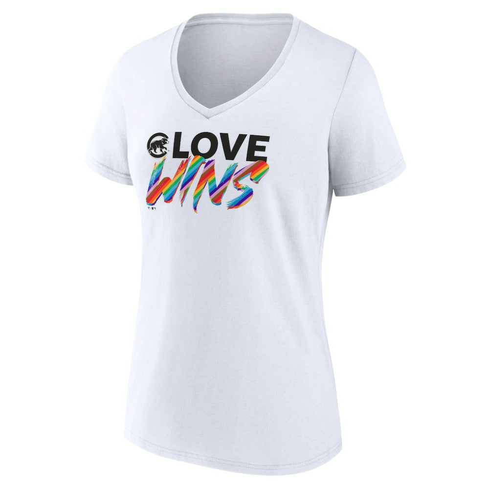 Chicago Cubs Women's Love Wins V-Neck T-Shirt Discount
