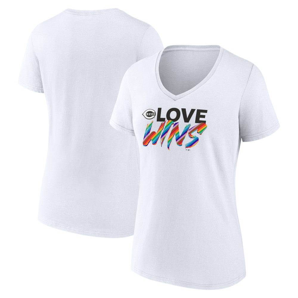 Cincinnati Reds Women's Love Wins V-Neck T-Shirt Online