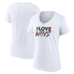 Detroit Tigers Women's Love Wins V-Neck T-Shirt Online