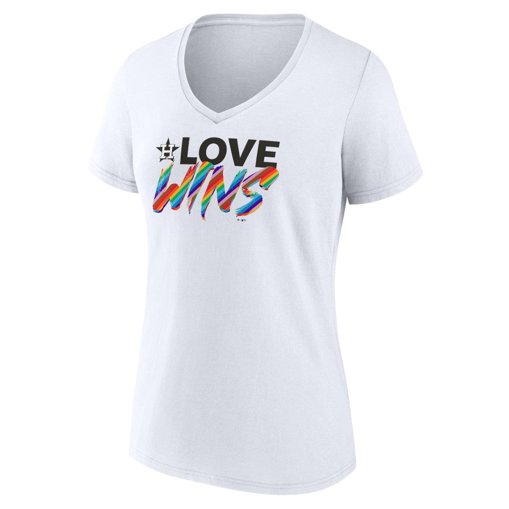Houston Astros Women's Love Wins V-Neck T-Shirt Sale