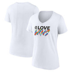 Minnesota Twins Women's Love Wins V-Neck T-Shirt Discount