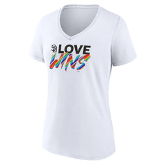 San Diego Padres Women's Love Wins V-Neck T-Shirt Sale