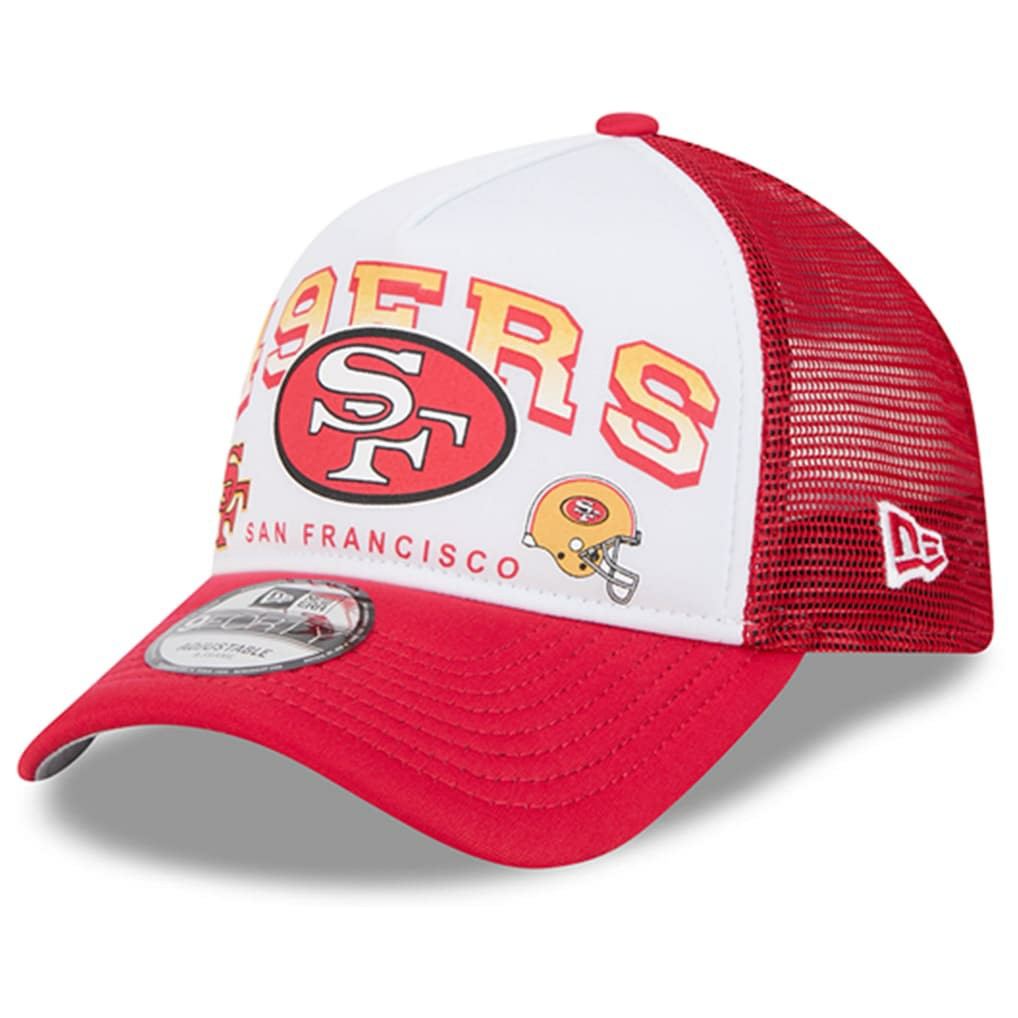 San Francisco 49ers New Era Retro Wordmark A-Frame 9FORTY Adjustable Hat - White/Scarlet - NFL