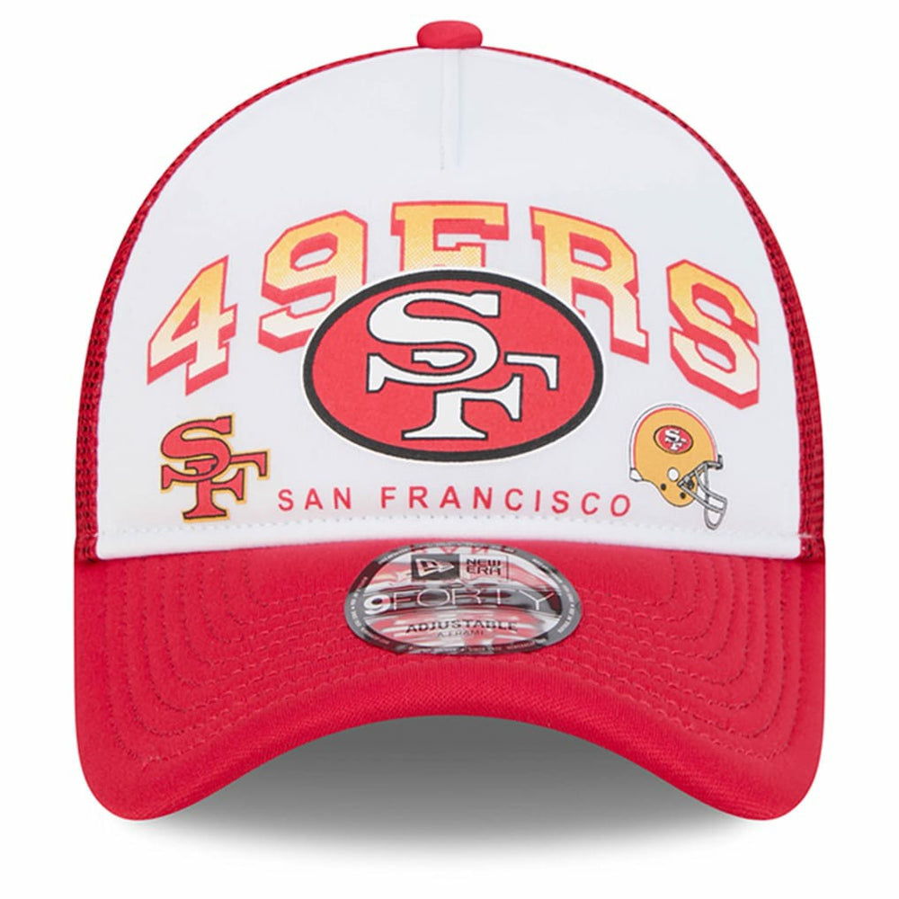San Francisco 49ers New Era Retro Wordmark A-Frame 9FORTY Adjustable Hat - White/Scarlet - NFL