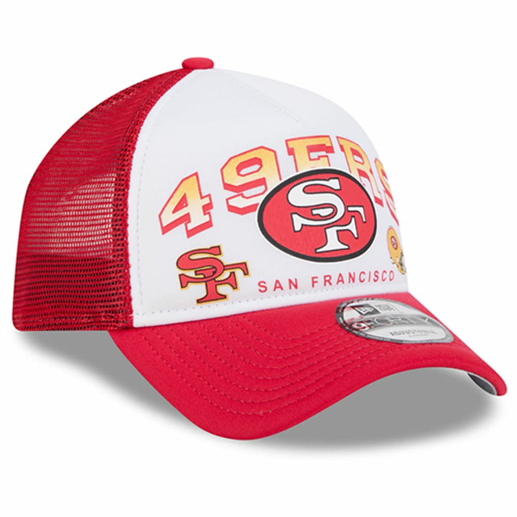 San Francisco 49ers New Era Retro Wordmark A-Frame 9FORTY Adjustable Hat - White/Scarlet - NFL