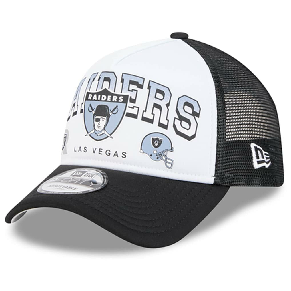 Las Vegas Raiders New Era Retro Wordmark A-Frame 9FORTY Adjustable Hat - White/Black - NFL