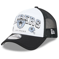 Las Vegas Raiders New Era Retro Wordmark A-Frame 9FORTY Adjustable Hat - White/Black - NFL