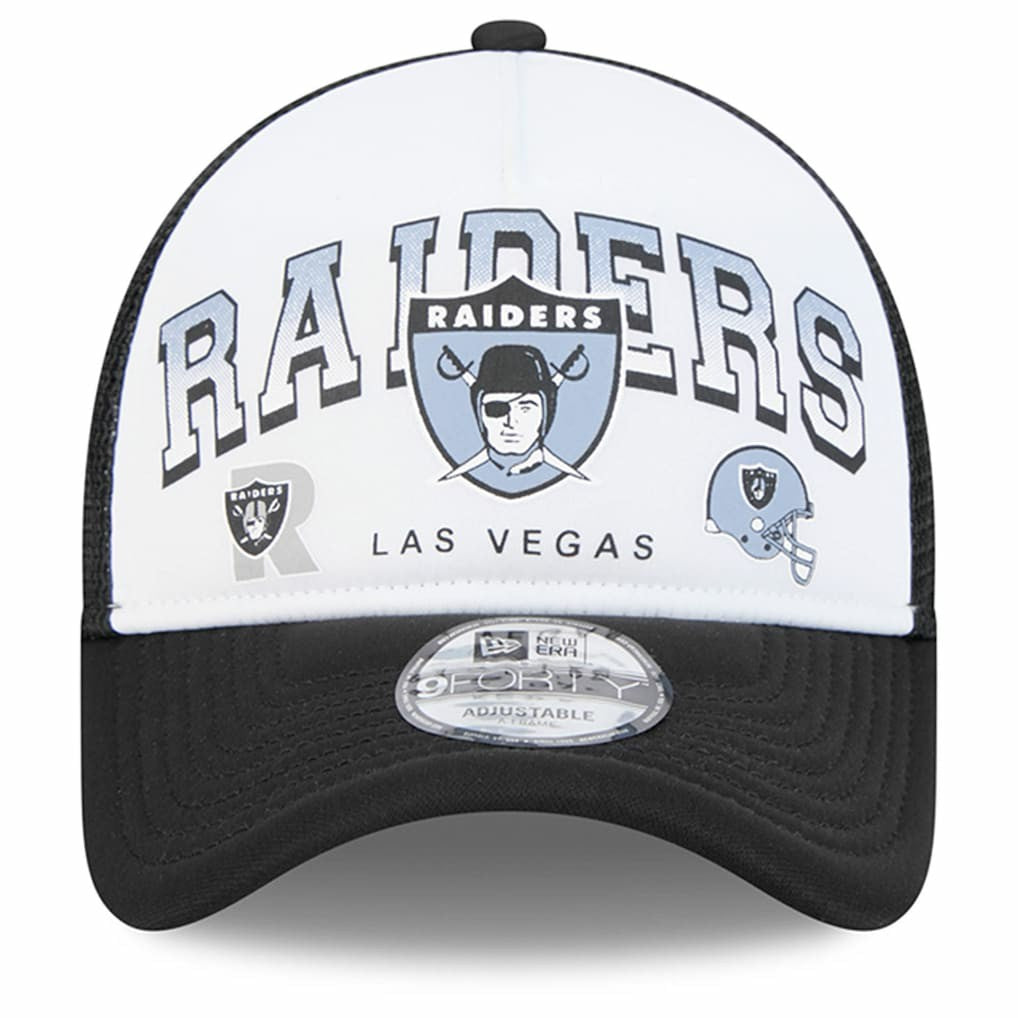 Las Vegas Raiders New Era Retro Wordmark A-Frame 9FORTY Adjustable Hat - White/Black - NFL