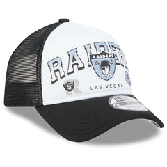 Las Vegas Raiders New Era Retro Wordmark A-Frame 9FORTY Adjustable Hat - White/Black - NFL