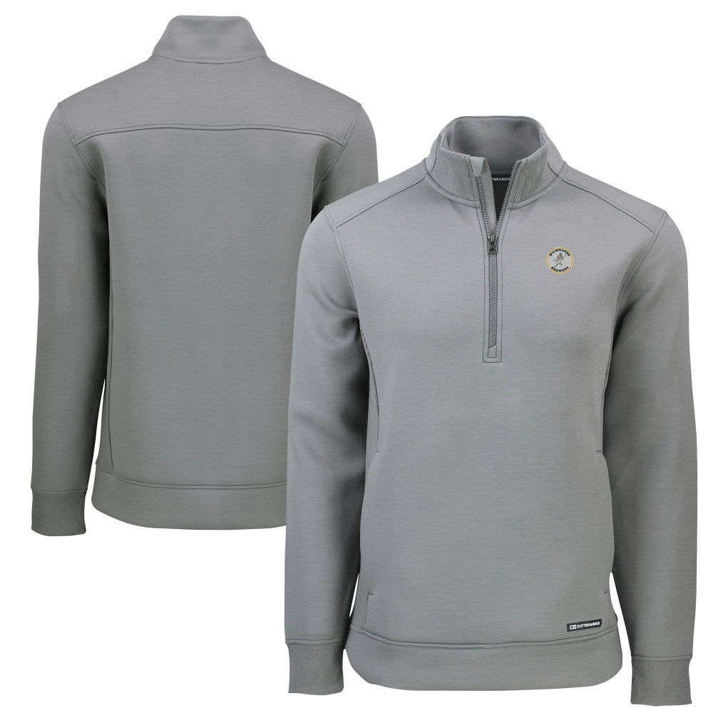 Milwaukee Brewers Cutter & Buck Cooperstown Collection Roam Eco Recycled Quarter-Zip Pullover Sale