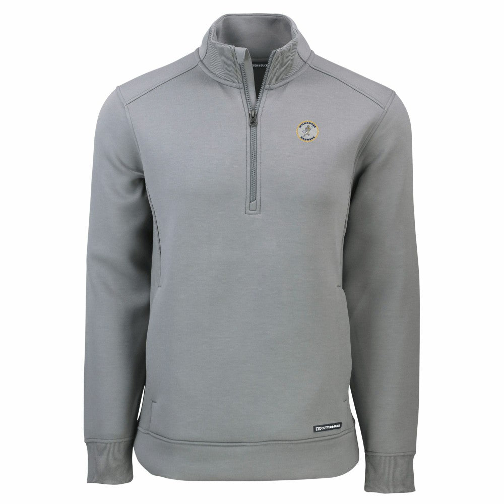 Milwaukee Brewers Cutter & Buck Cooperstown Collection Roam Eco Recycled Quarter-Zip Pullover Sale