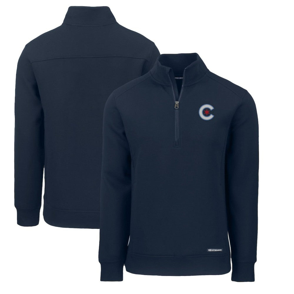 Chicago Cubs Cutter & Buck City Connect Roam Eco Recycled Quarter-Zip Pullover Discount
