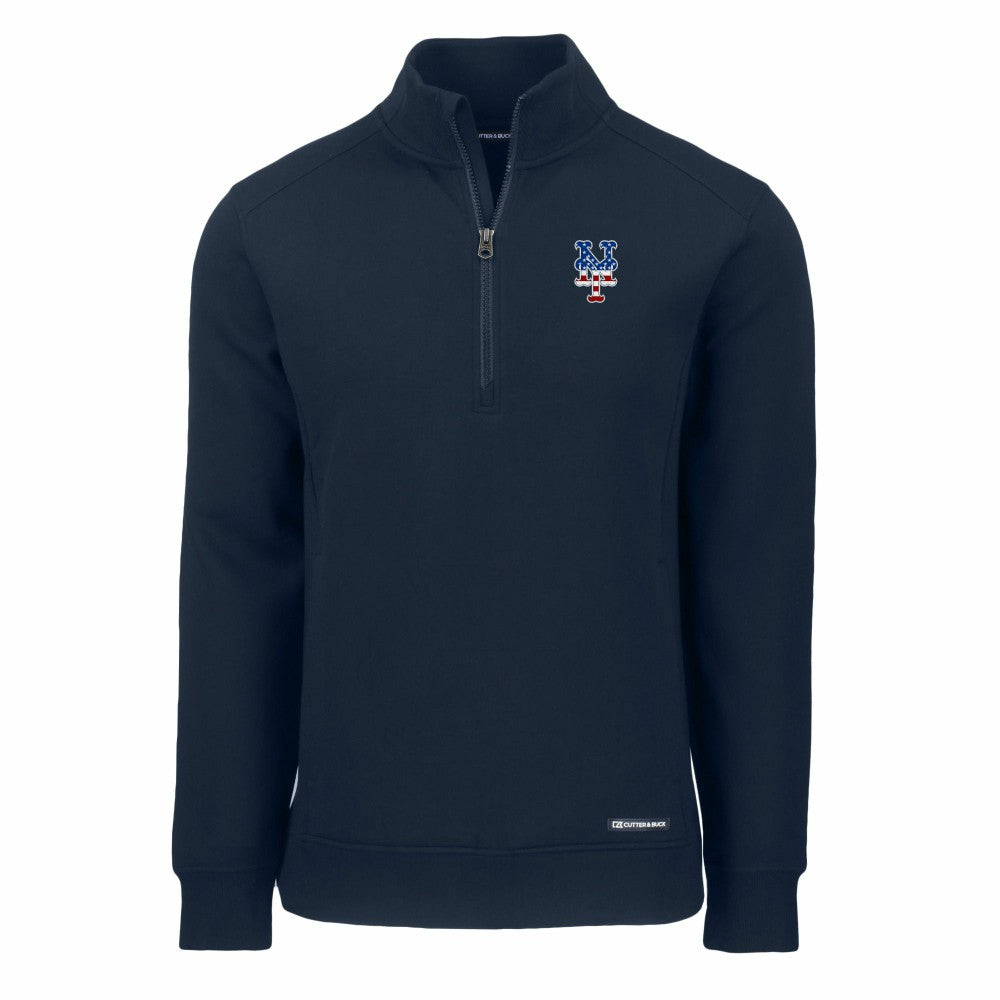 New York Mets Cutter & Buck Americana Roam Eco Recycled Quarter-Zip Sweatshirt Outlet