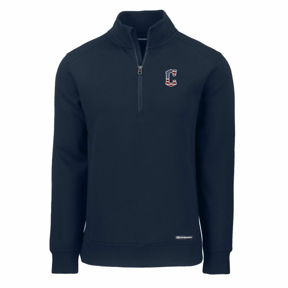 Cleveland Guardians Cutter & Buck Americana Roam Eco Recycled Quarter-Zip Sweatshirt for sale