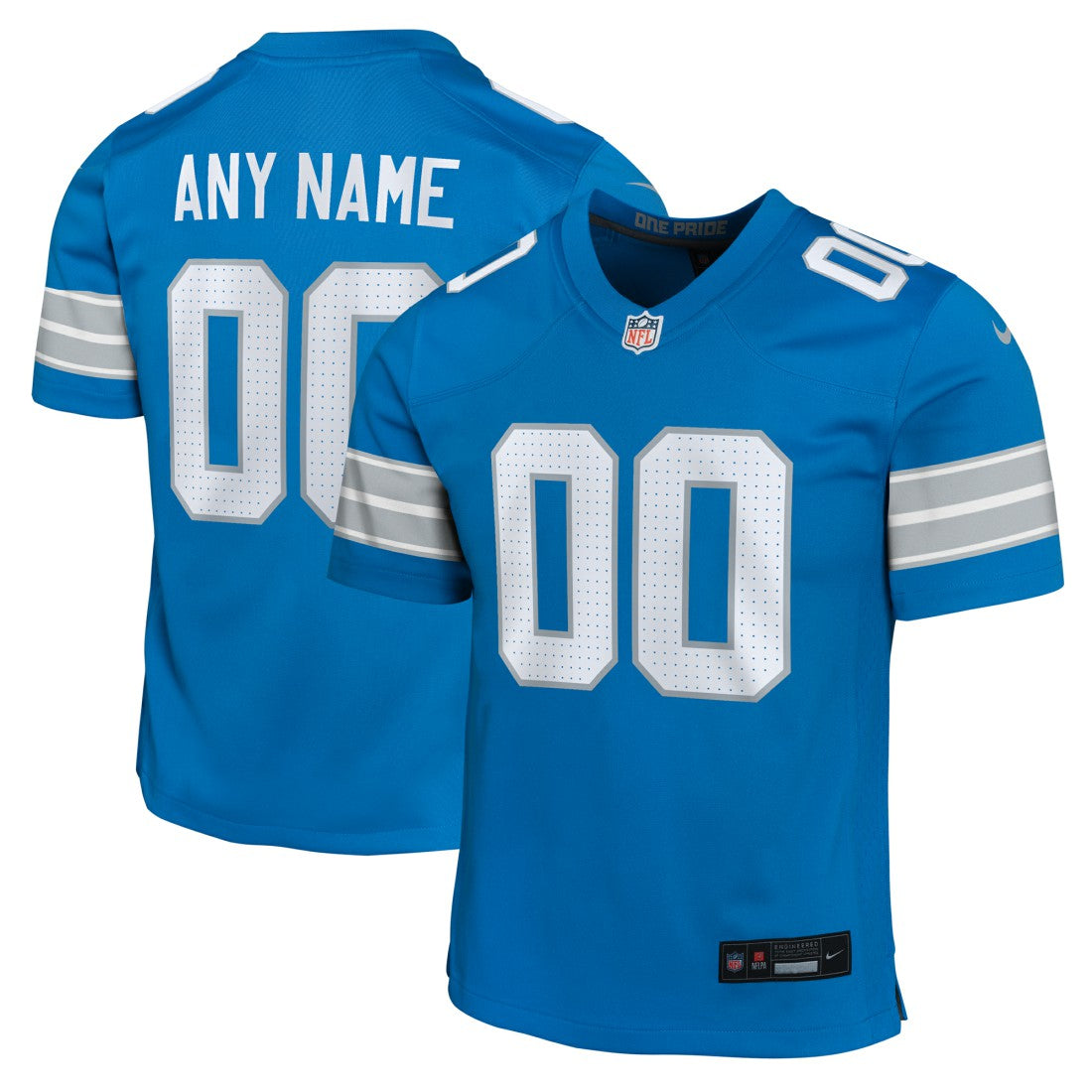 Detroit Lions Youth Custom Game Jersey - Blue - Nike