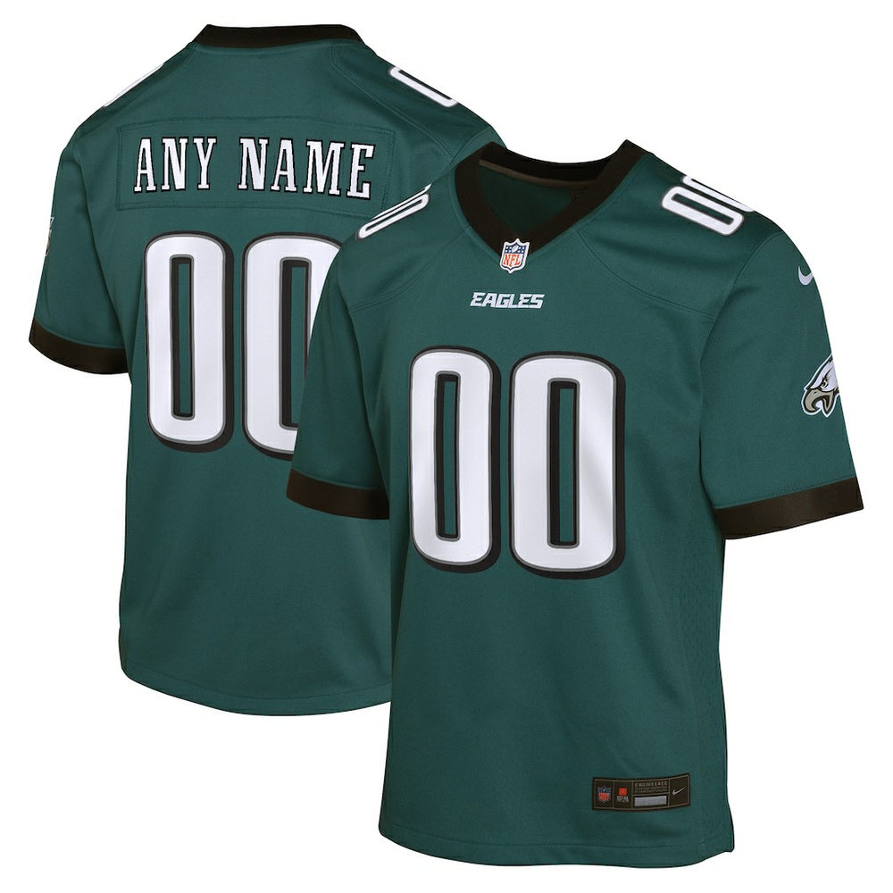 Philadelphia Eagles Youth Custom Game Jersey - Midnight Green - Nike