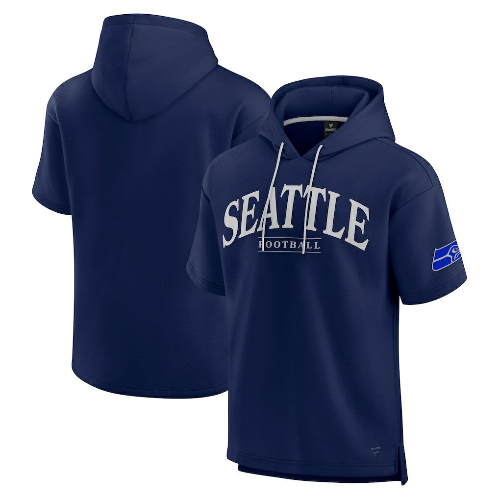 Seattle Seahawks Unisex Elements Ready Short Sleeve Pullover Hoodie - College Navy - Fanatics