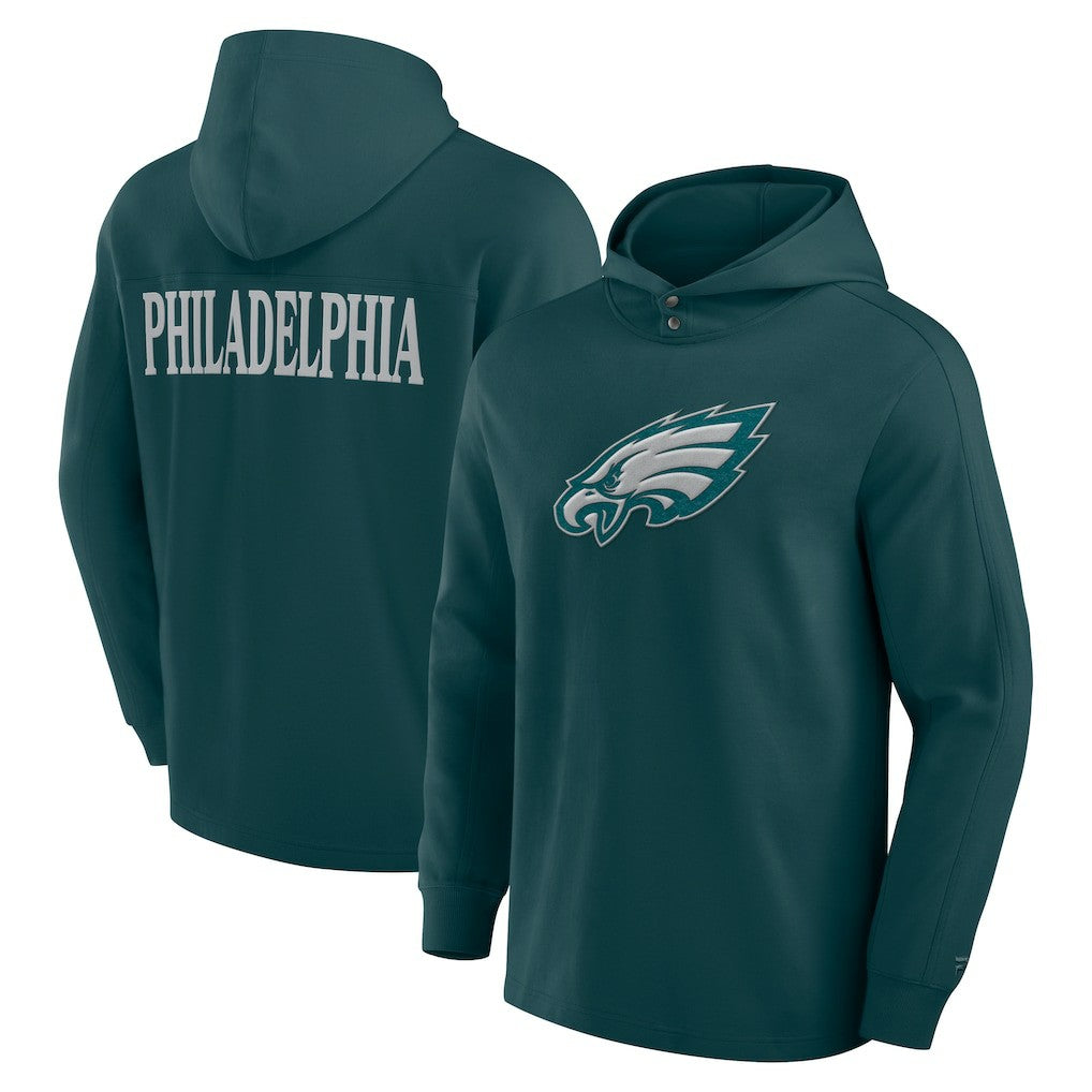Philadelphia Eagles Elements Blaze Tri-Blend Long Sleeve Hoodie T-Shirt - Midnight Green - Fanatics