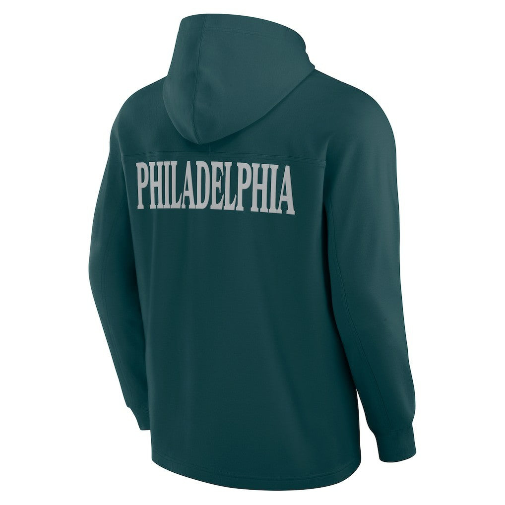Philadelphia Eagles Elements Blaze Tri-Blend Long Sleeve Hoodie T-Shirt - Midnight Green - Fanatics