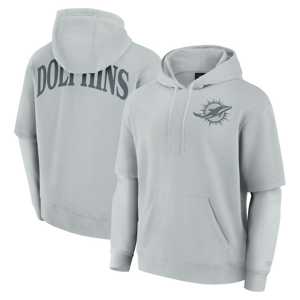 Miami Dolphins Unisex Sleek Elements Pullover Hoodie - Gray - Fanatics