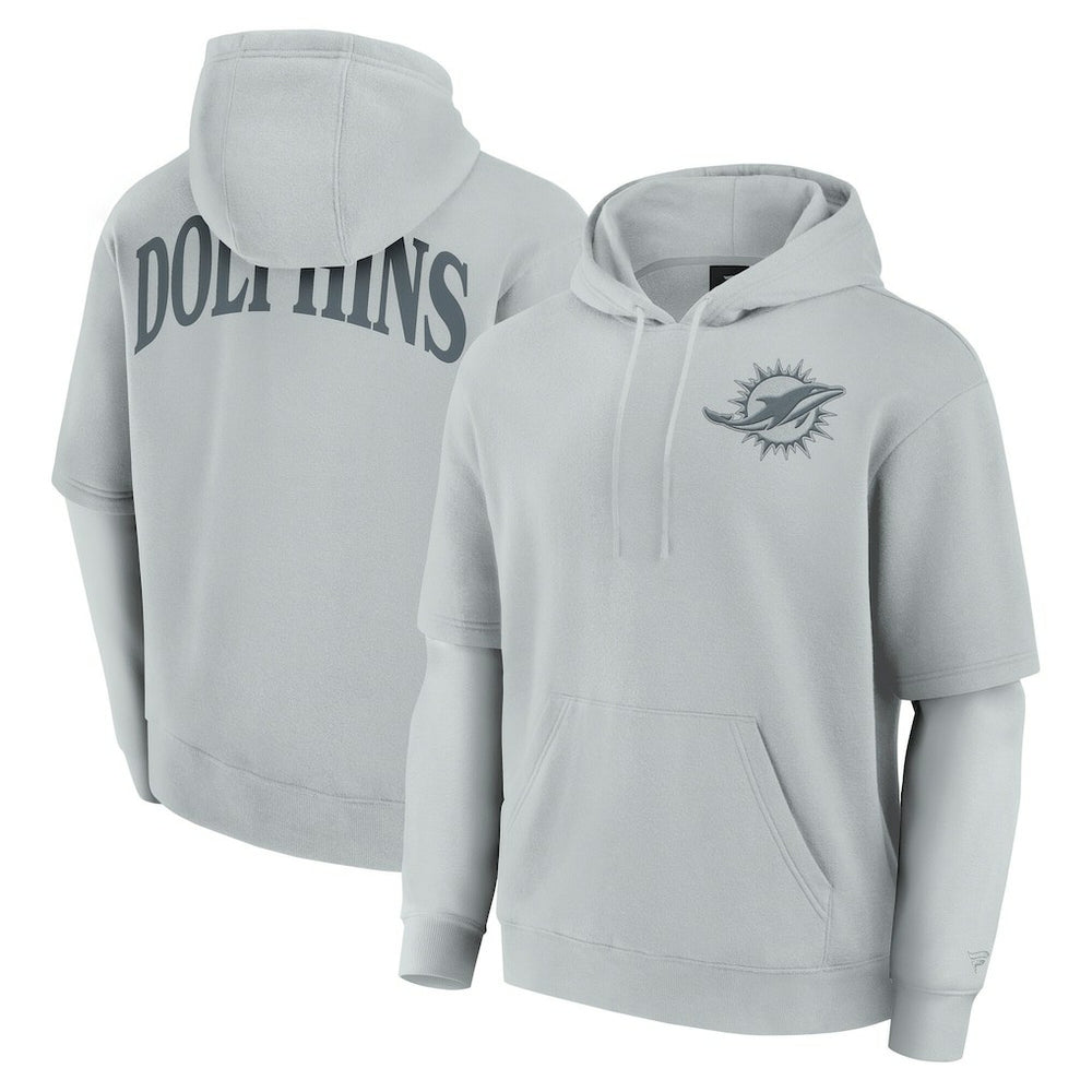 Miami Dolphins Unisex Sleek Elements Pullover Hoodie - Gray - Fanatics