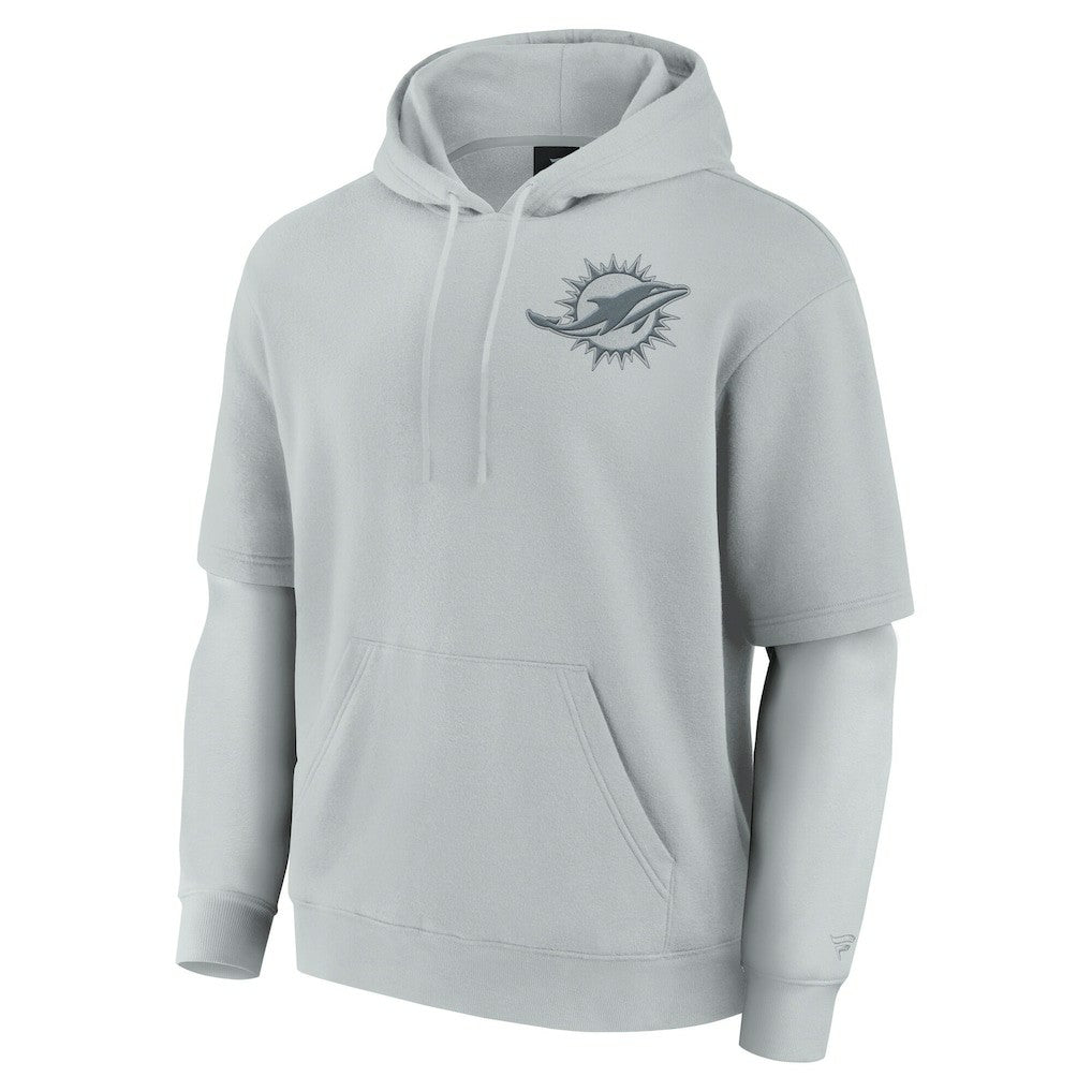 Miami Dolphins Unisex Sleek Elements Pullover Hoodie - Gray - Fanatics
