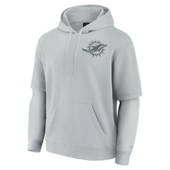Miami Dolphins Unisex Sleek Elements Pullover Hoodie - Gray - Fanatics