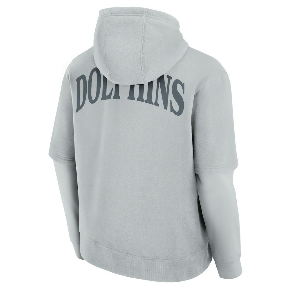 Miami Dolphins Unisex Sleek Elements Pullover Hoodie - Gray - Fanatics