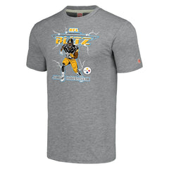 James Harrison Pittsburgh Steelers Homage Unisex NFL Blitz Retired Player Tri-Blend T-Shirt - Heathered Heather Gray - NFL