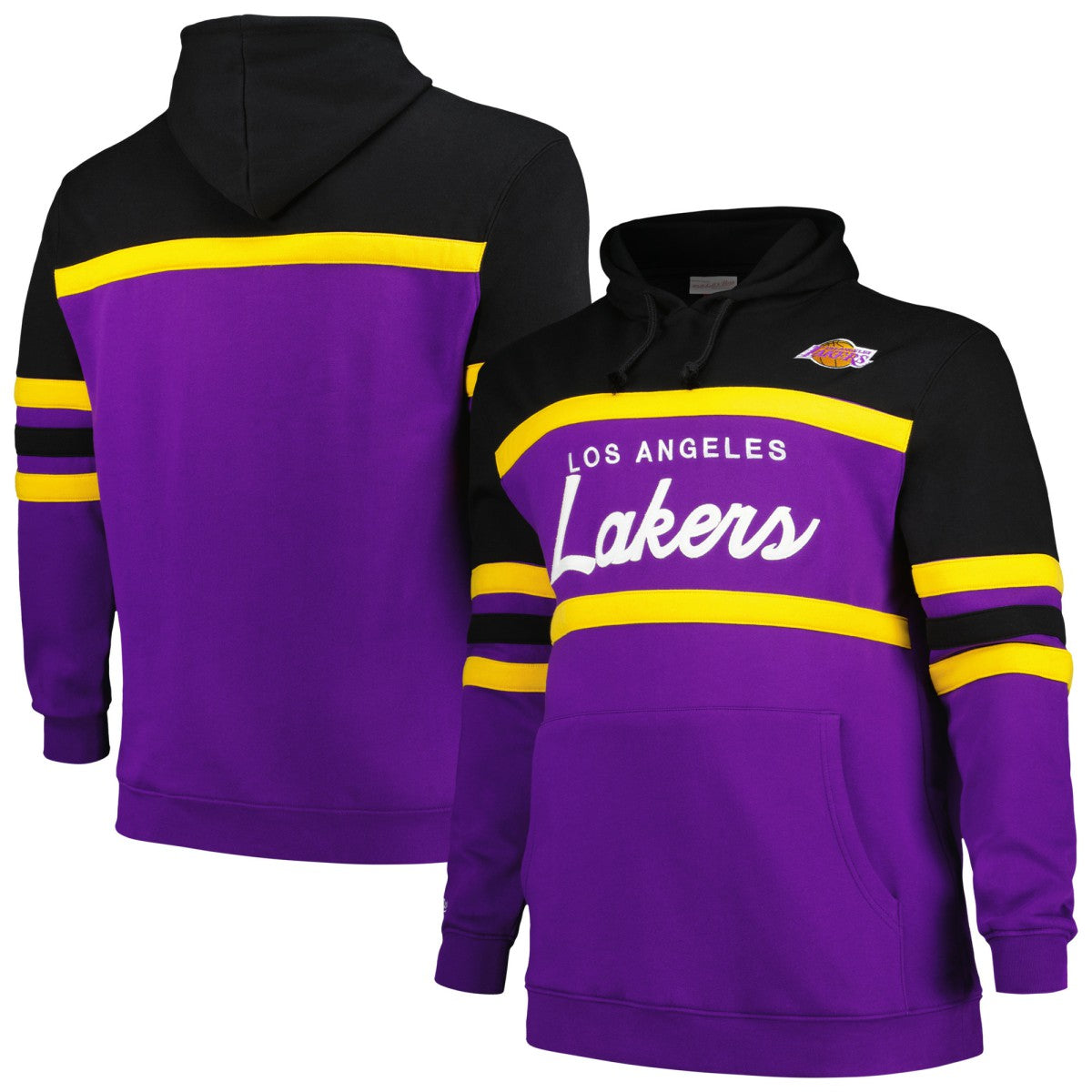 Mitchell & Ness Los Angeles Lakers Big & Tall Hardwood Classics Head Coach Pullover Hoodie Black