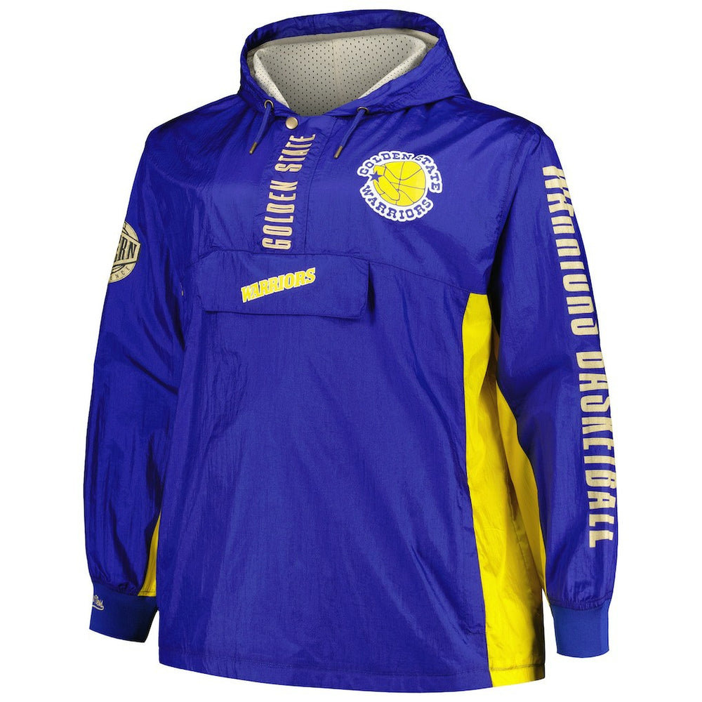 Mitchell & Ness Golden State Warriors Big & Tall Hardwood Classics Team OG 2.0 Anorak Hoodie Quarter-Zip Windbreaker Jacket Royal