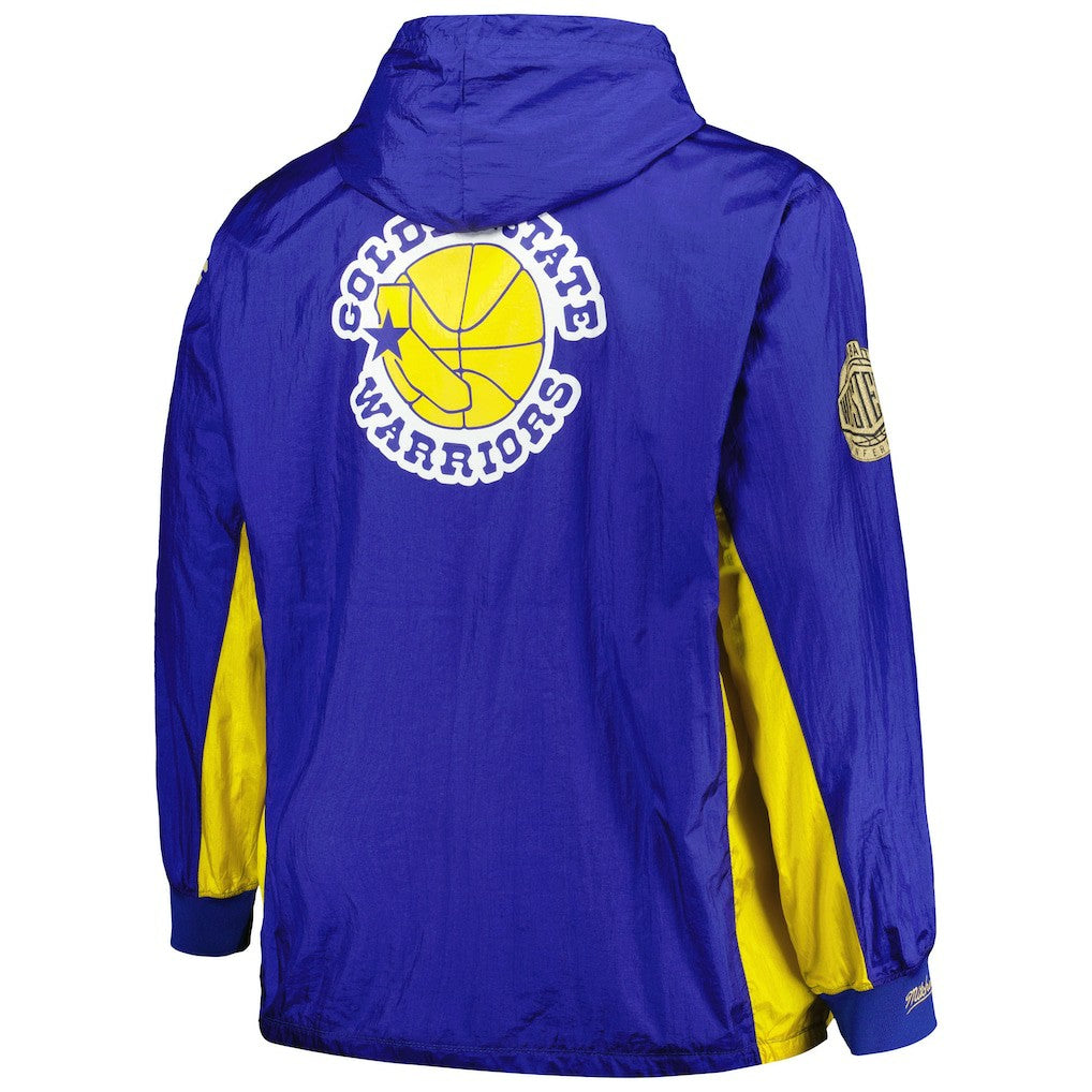 Mitchell & Ness Golden State Warriors Big & Tall Hardwood Classics Team OG 2.0 Anorak Hoodie Quarter-Zip Windbreaker Jacket Royal
