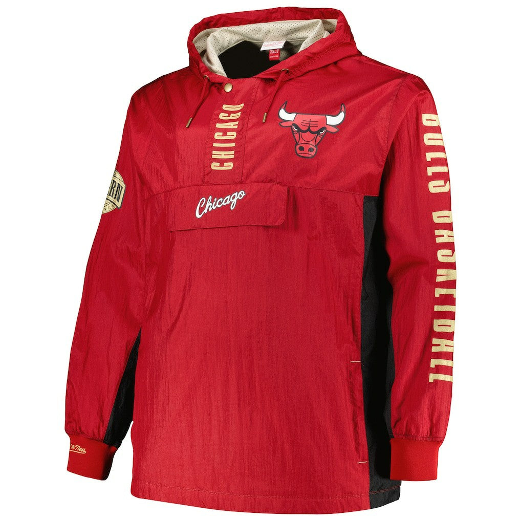 Mitchell & Ness Chicago Bulls Big & Tall Hardwood Classics Team OG 2.0 Anorak Hoodie Quarter-Zip Windbreaker Jacket Red