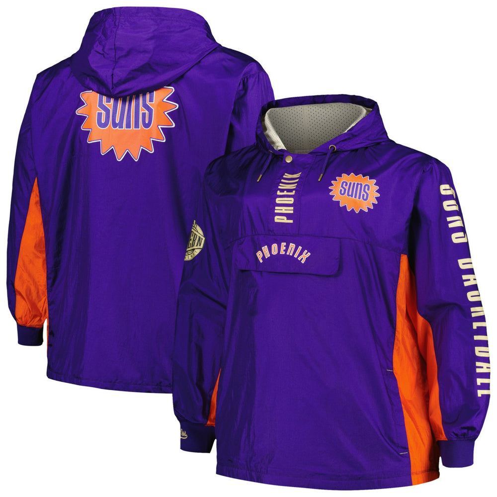 Mitchell & Ness Phoenix Suns Big & Tall Hardwood Classics Team OG 2.0 Anorak Hoodie Quarter-Zip Windbreaker Jacket Purple