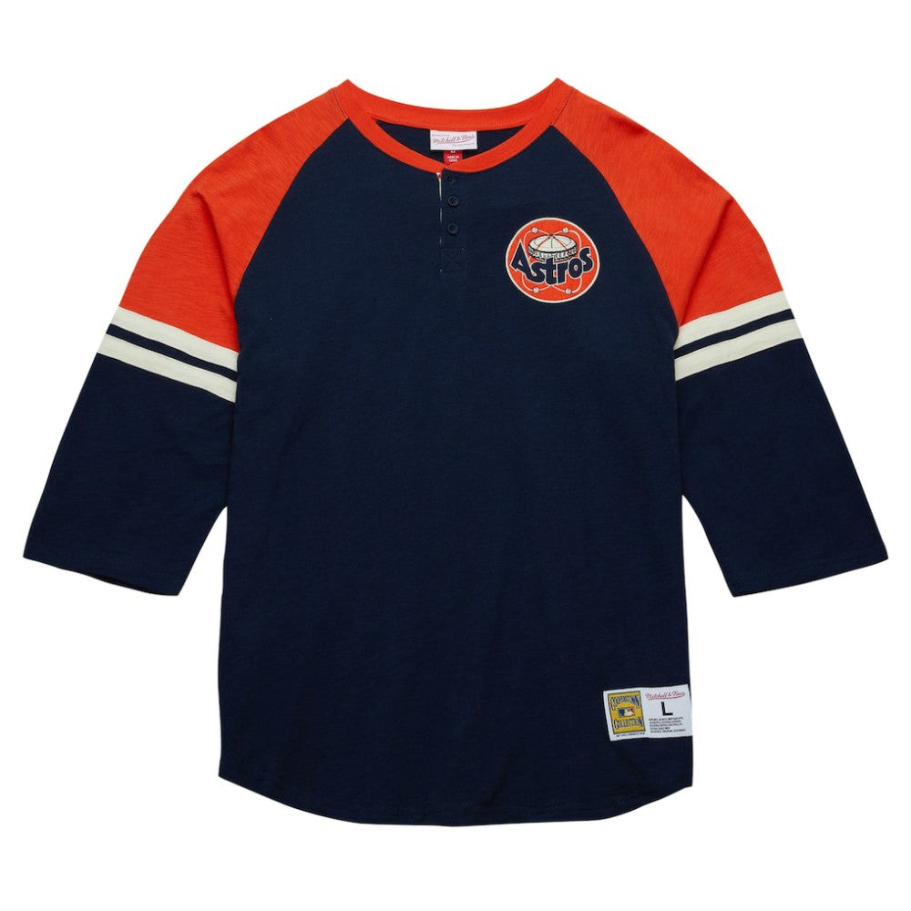 Houston Astros Mitchell & Ness Cooperstown Collection Legendary Raglan Slub Henley 3/4-Sleeve T-Shirt Sale