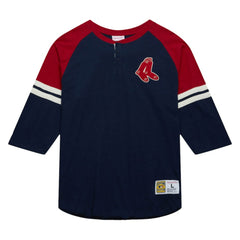 Boston Red Sox Mitchell & Ness Cooperstown Collection Legendary Raglan Slub Henley 3/4-Sleeve T-Shirt for sale