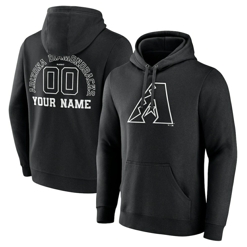 Arizona Diamondbacks Monochrome Personalized Name & Number Pullover Hoodie Near Me