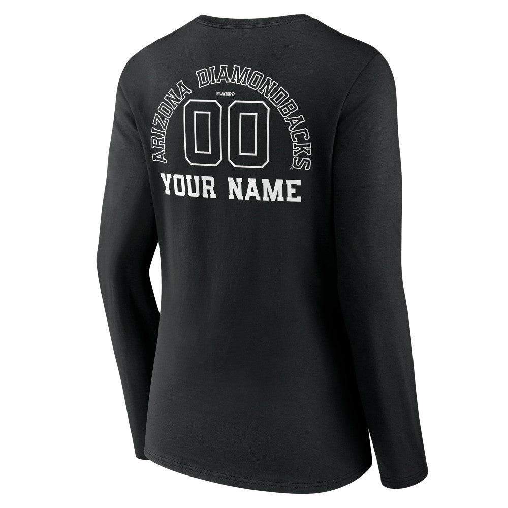 Arizona Diamondbacks Women's Monochrome Personalized Name & Number Long Sleeve V-Neck T-Shirt Sale