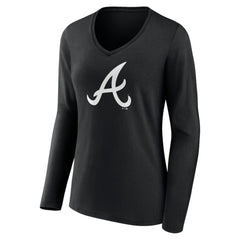Atlanta Braves Women's Monochrome Personalized Name & Number Long Sleeve V-Neck T-Shirt Online