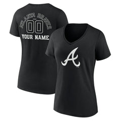 Atlanta Braves Women's Monochrome Personalized Name & Number V-Neck T-Shirt Near Me