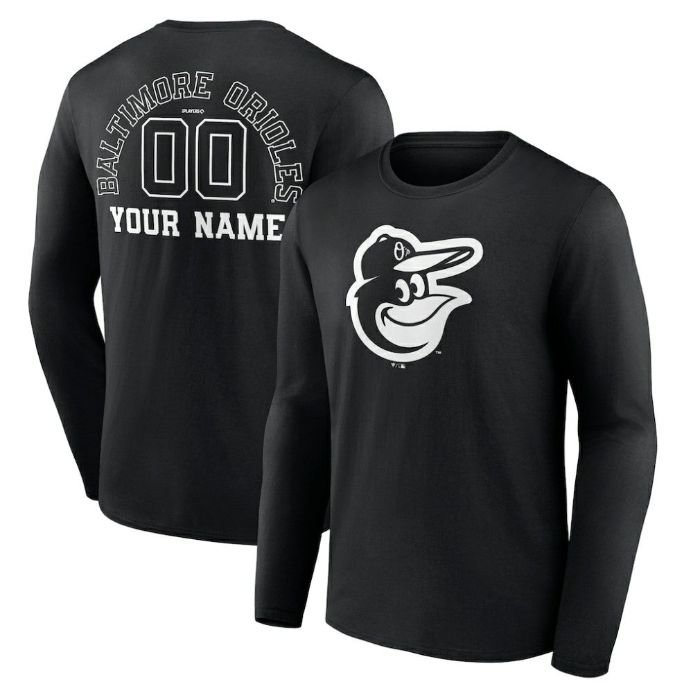 Baltimore Orioles Monochrome Personalized Name & Number Long Sleeve T-Shirt Discount