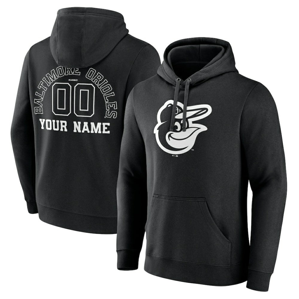 Baltimore Orioles Monochrome Personalized Name & Number Pullover Hoodie Sale