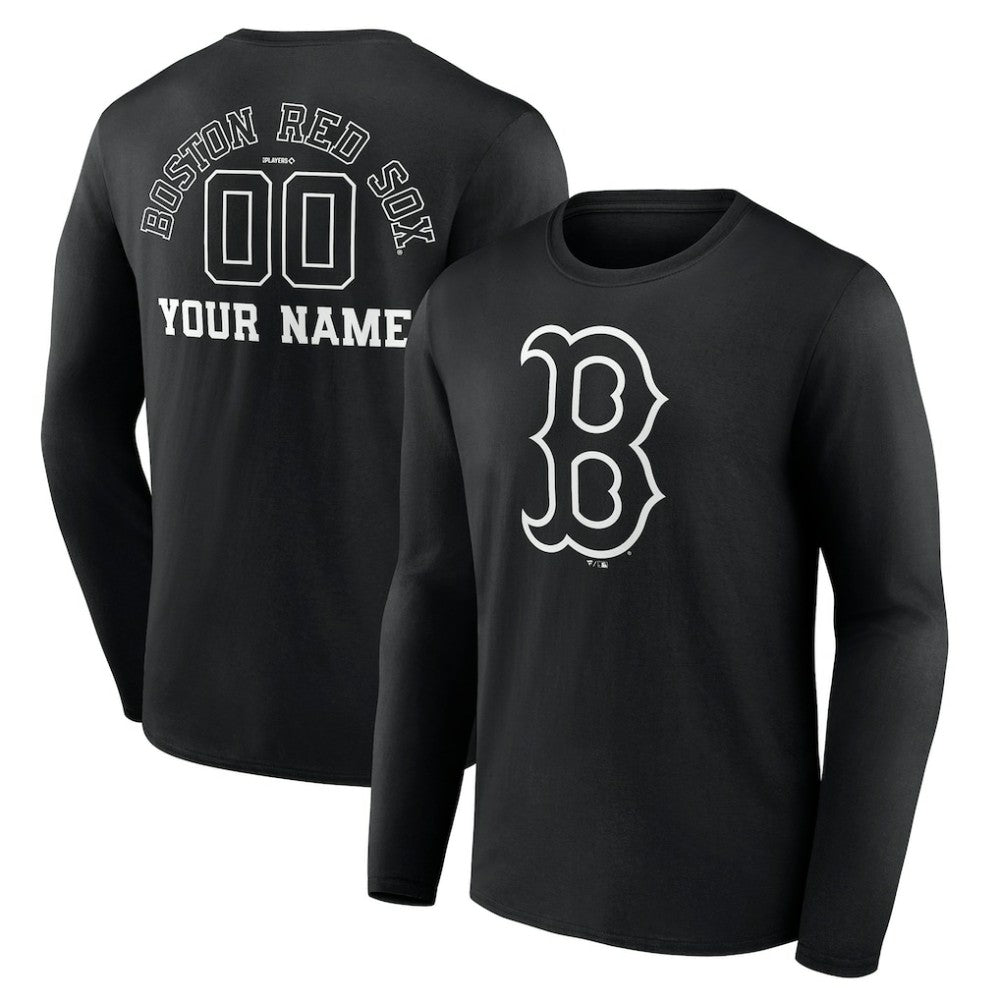 Boston Red Sox Monochrome Personalized Name & Number Long Sleeve T-Shirt Outlet