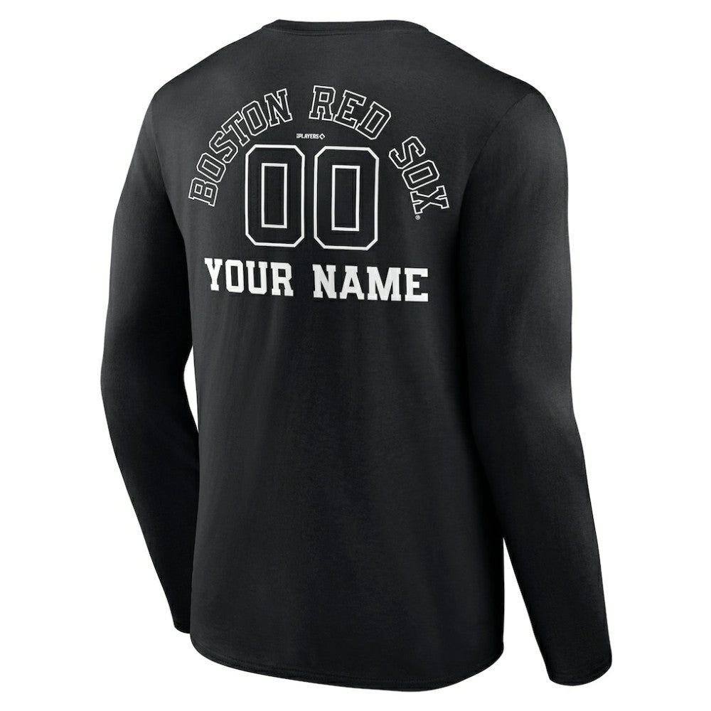 Boston Red Sox Monochrome Personalized Name & Number Long Sleeve T-Shirt Outlet