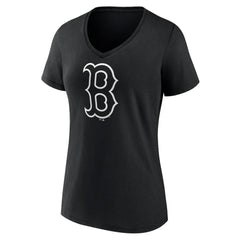 Boston Red Sox Women's Monochrome Personalized Name & Number V-Neck T-Shirt Sale