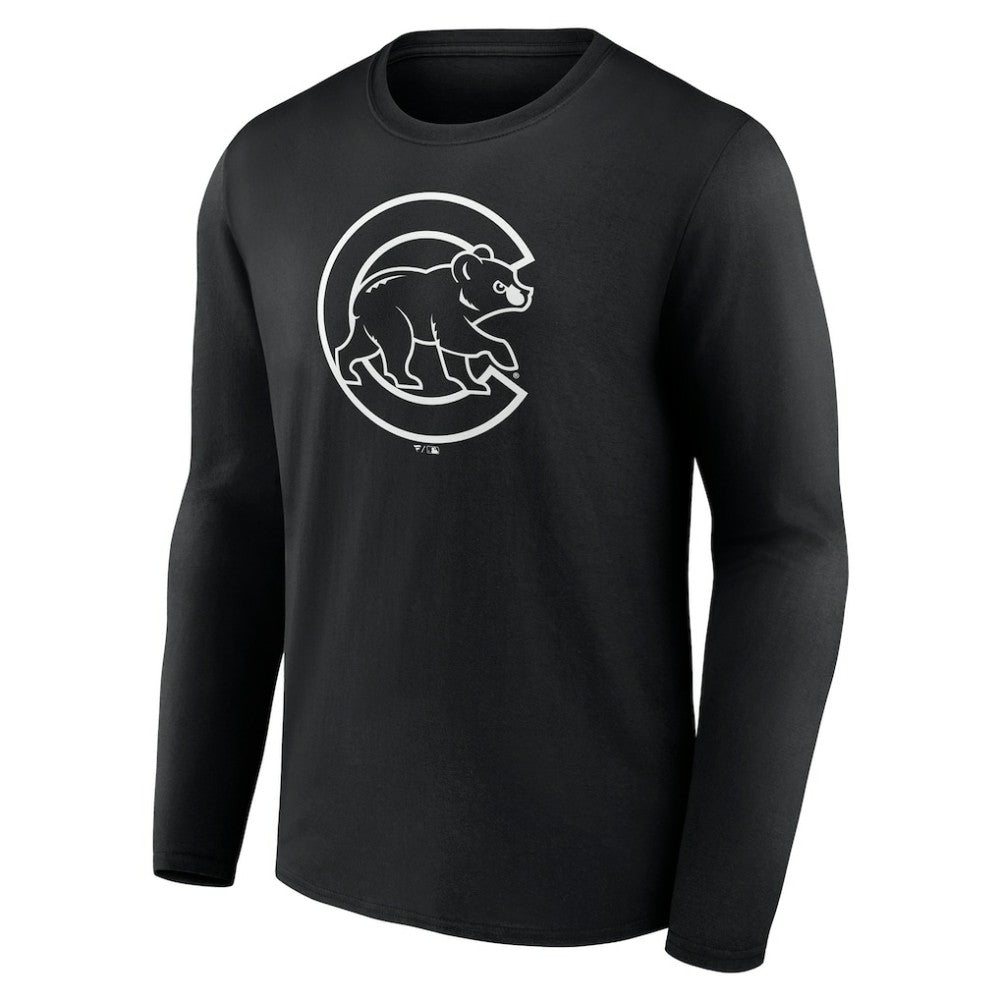 Chicago Cubs Monochrome Personalized Name & Number Long Sleeve T-Shirt Discount