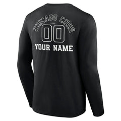 Chicago Cubs Monochrome Personalized Name & Number Long Sleeve T-Shirt Discount