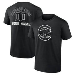 Chicago Cubs Monochrome Personalized Name & Number T-Shirt Outlet