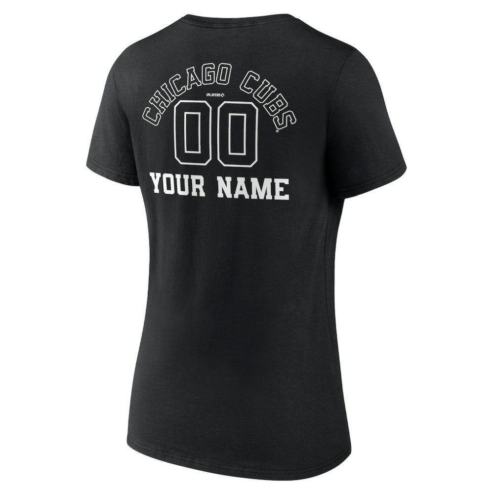 Chicago Cubs Women's Monochrome Personalized Name & Number V-Neck T-Shirt Near Me